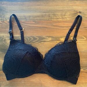 Lively Black Lace Overlay Push Up Bra